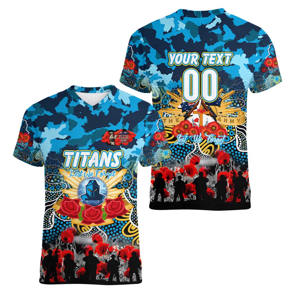 Personalized Titans ANZAC Day Women V-Neck T-Shirt Australian Army - Lest We Forget