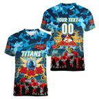Personalized Titans ANZAC Day Women V-Neck T-Shirt Australian Army - Lest We Forget