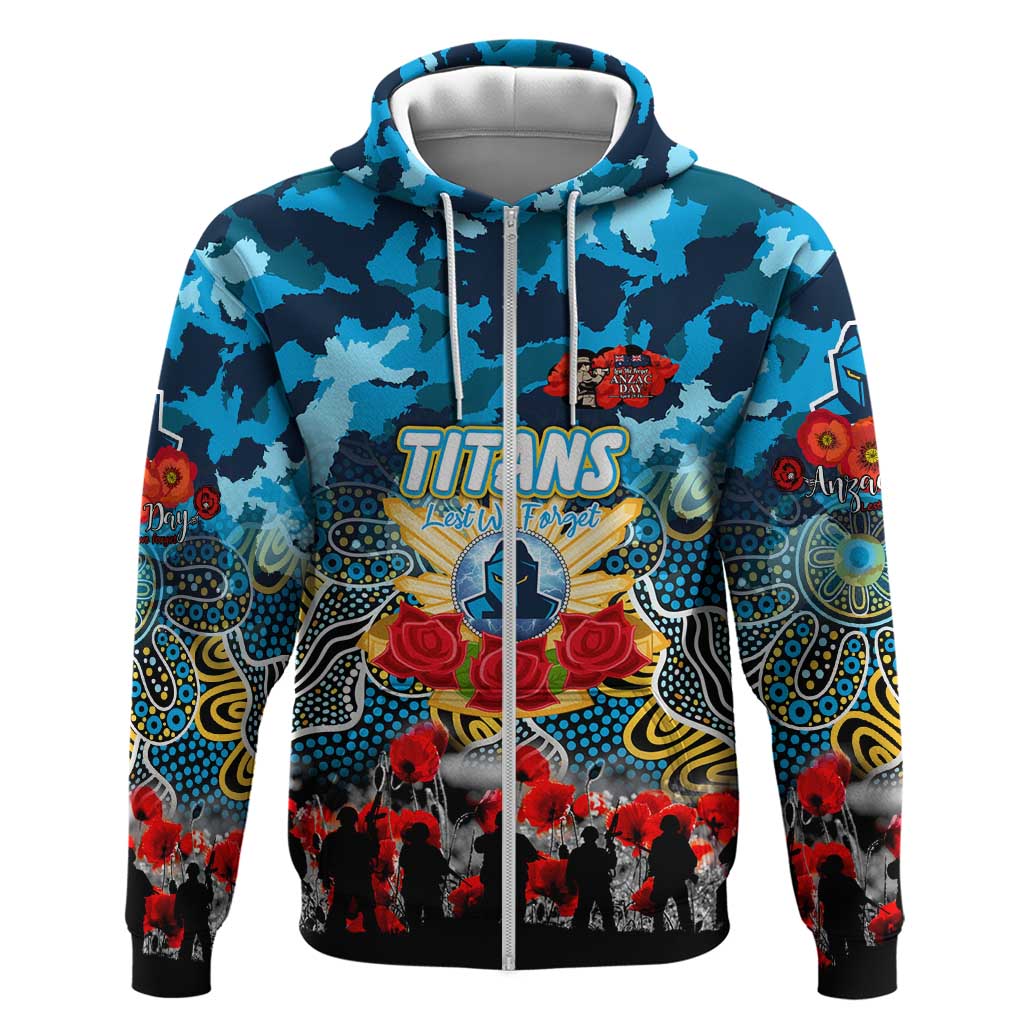 Personalized Titans ANZAC Day Zip Hoodie Australian Army - Lest We Forget