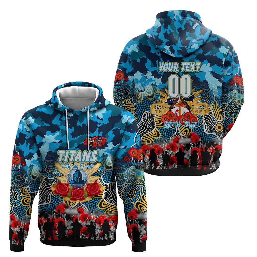 Personalized Titans ANZAC Day Zip Hoodie Australian Army - Lest We Forget