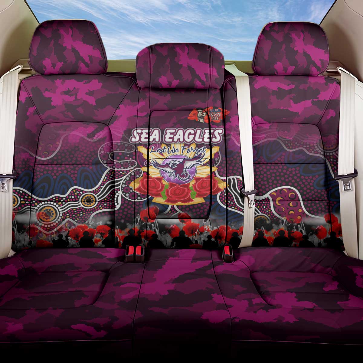 Sea Eagles ANZAC Day Back Car Seat Cover Australian Army - Lest We Forget