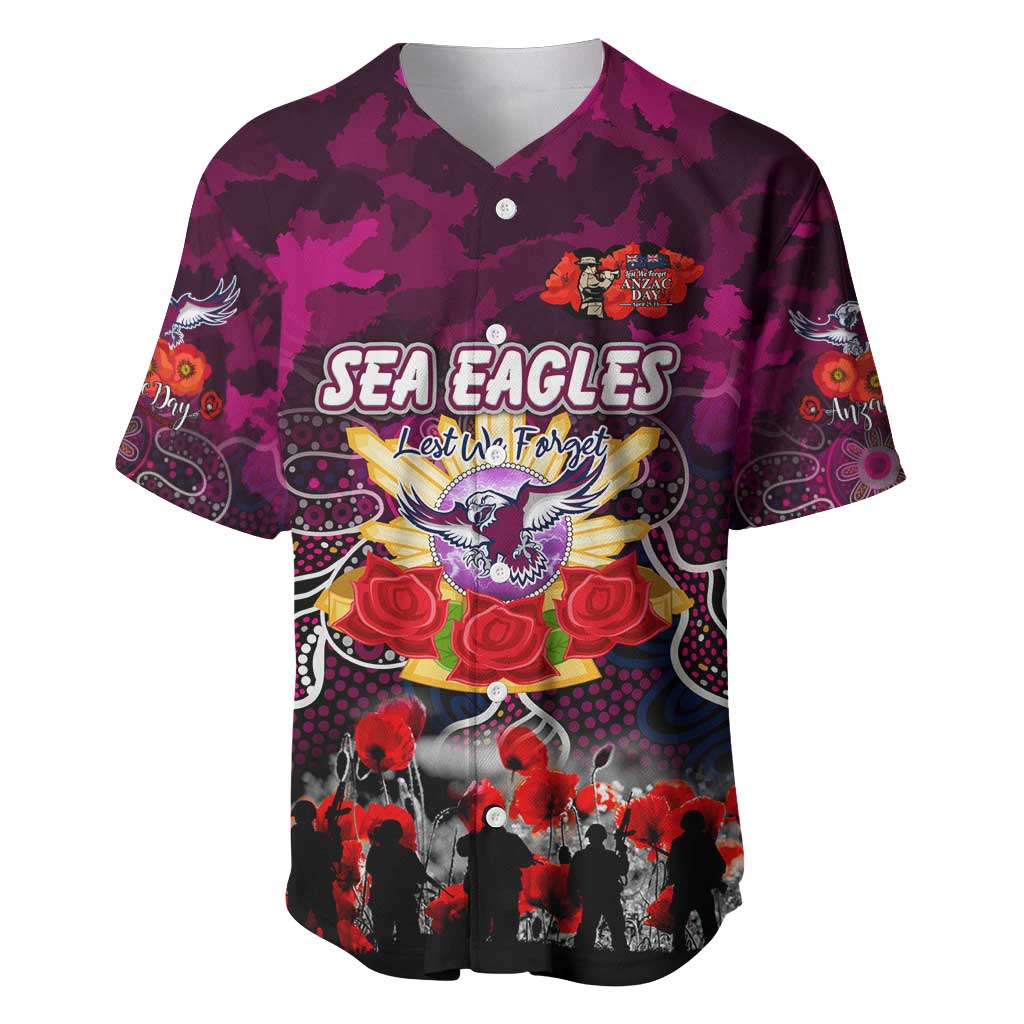 Personalized Sea Eagles ANZAC Day Baseball Jersey Australian Army - Lest We Forget