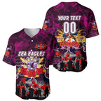 Personalized Sea Eagles ANZAC Day Baseball Jersey Australian Army - Lest We Forget