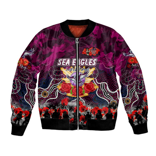 Personalized Sea Eagles ANZAC Day Bomber Jacket Australian Army - Lest We Forget