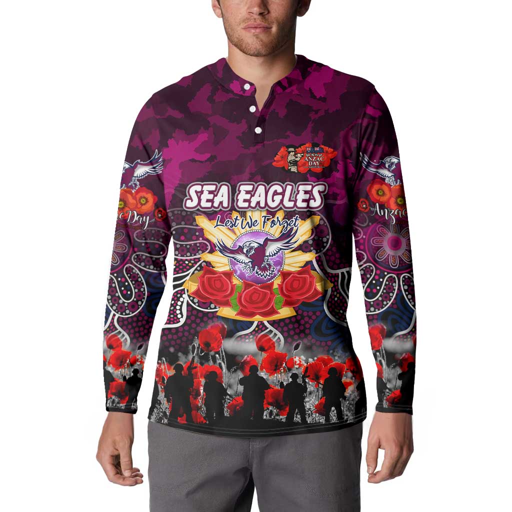 Personalized Sea Eagles ANZAC Day Button Sweatshirt Australian Army - Lest We Forget