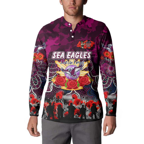 Personalized Sea Eagles ANZAC Day Button Sweatshirt Australian Army - Lest We Forget