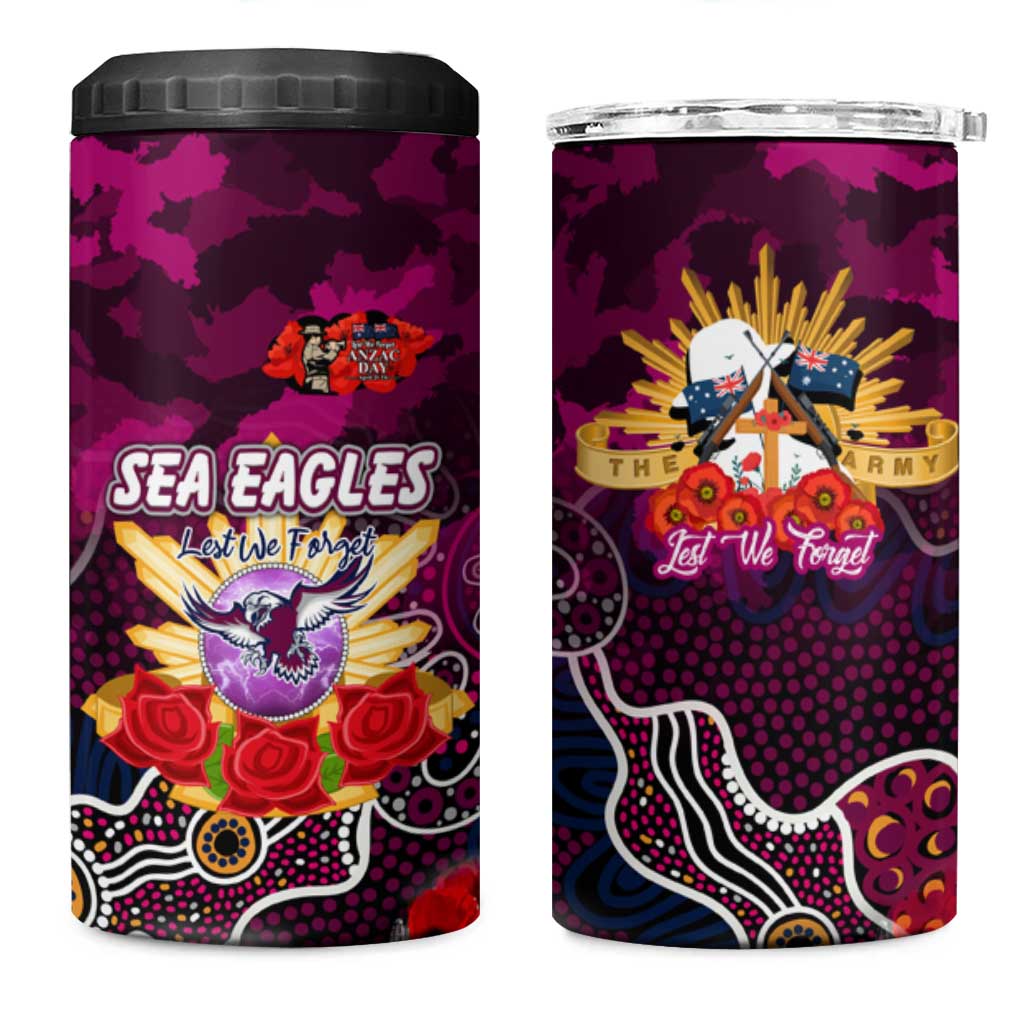 Personalized Sea Eagles ANZAC Day 4 in 1 Can Cooler Tumbler Australian Army - Lest We Forget