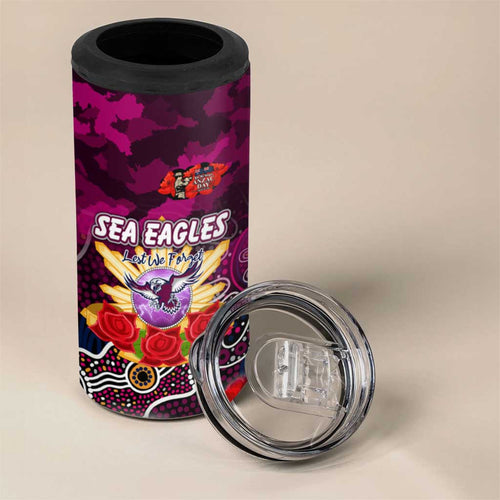 Personalized Sea Eagles ANZAC Day 4 in 1 Can Cooler Tumbler Australian Army - Lest We Forget