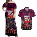 Personalized Sea Eagles ANZAC Day Couples Matching Off Shoulder Maxi Dress and Hawaiian Shirt Australian Army - Lest We Forget