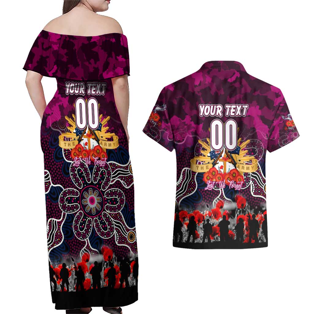 Personalized Sea Eagles ANZAC Day Couples Matching Off Shoulder Maxi Dress and Hawaiian Shirt Australian Army - Lest We Forget