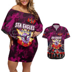 Personalized Sea Eagles ANZAC Day Couples Matching Off Shoulder Short Dress and Hawaiian Shirt Australian Army - Lest We Forget
