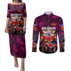 Personalized Sea Eagles ANZAC Day Couples Matching Puletasi and Long Sleeve Button Shirt Australian Army - Lest We Forget