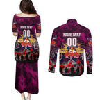 Personalized Sea Eagles ANZAC Day Couples Matching Puletasi and Long Sleeve Button Shirt Australian Army - Lest We Forget