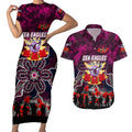 Personalized Sea Eagles ANZAC Day Couples Matching Short Sleeve Bodycon Dress and Hawaiian Shirt Australian Army - Lest We Forget
