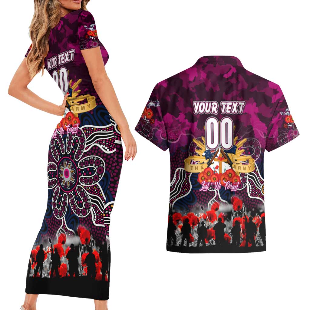 Personalized Sea Eagles ANZAC Day Couples Matching Short Sleeve Bodycon Dress and Hawaiian Shirt Australian Army - Lest We Forget