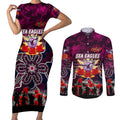 Personalized Sea Eagles ANZAC Day Couples Matching Short Sleeve Bodycon Dress and Long Sleeve Button Shirt Australian Army - Lest We Forget