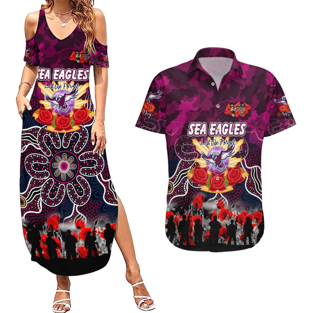 Personalized Sea Eagles ANZAC Day Couples Matching Summer Maxi Dress and Hawaiian Shirt Australian Army - Lest We Forget