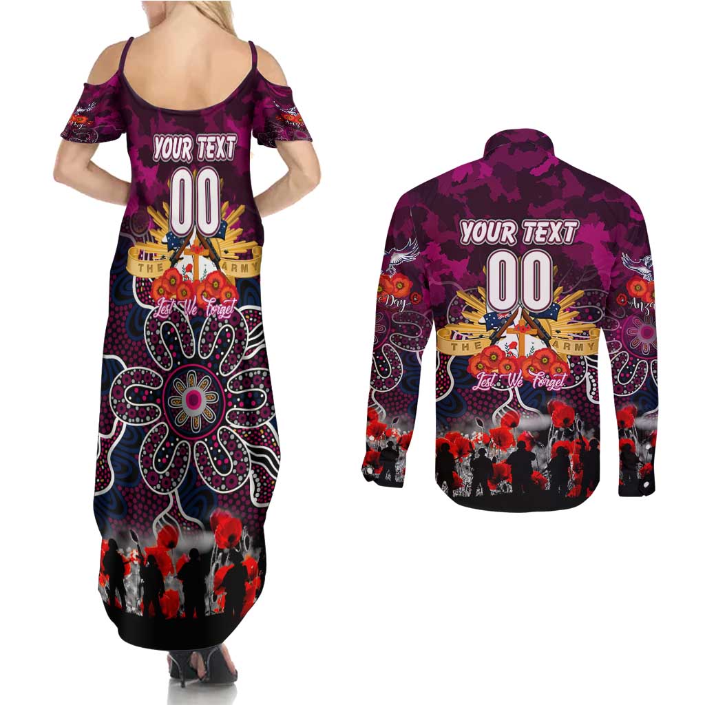 Personalized Sea Eagles ANZAC Day Couples Matching Summer Maxi Dress and Long Sleeve Button Shirt Australian Army - Lest We Forget