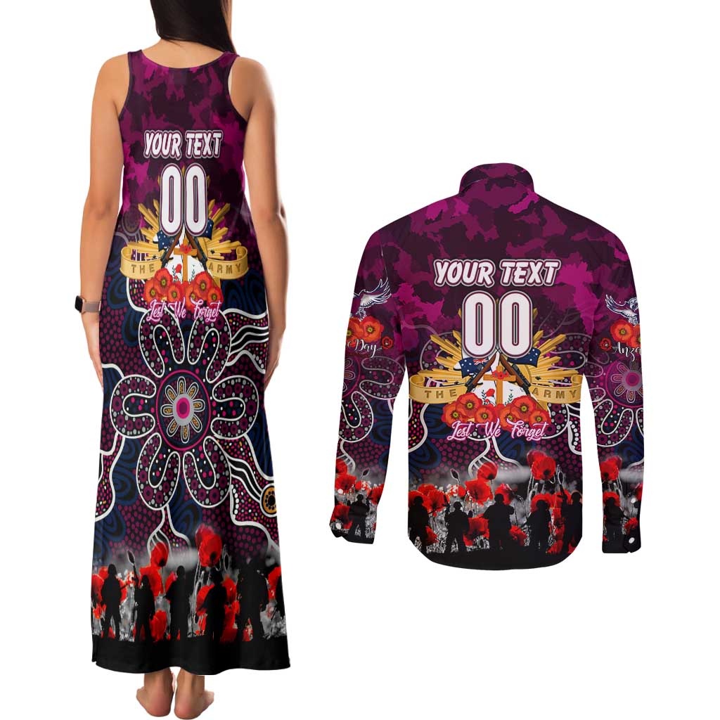 Personalized Sea Eagles ANZAC Day Couples Matching Tank Maxi Dress and Long Sleeve Button Shirt Australian Army - Lest We Forget