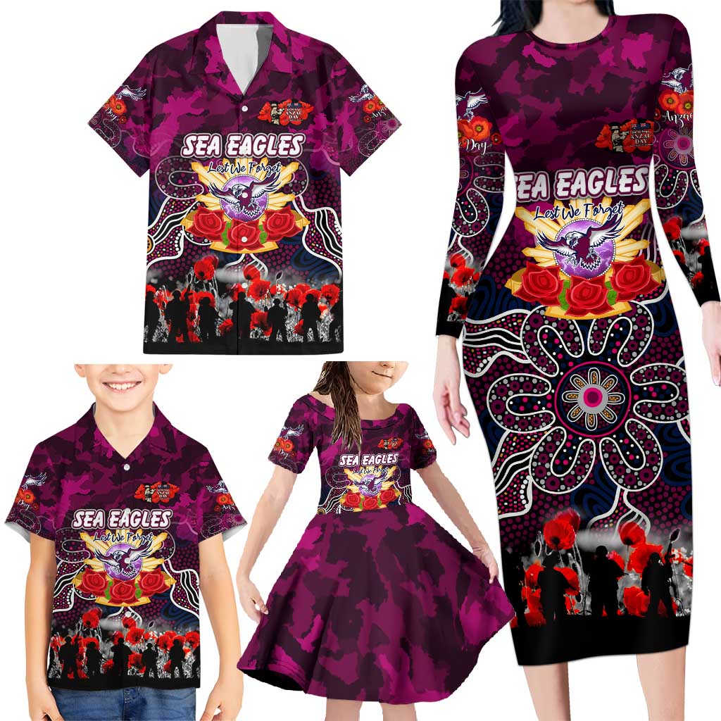 Personalized Sea Eagles ANZAC Day Family Matching Long Sleeve Bodycon Dress and Hawaiian Shirt Australian Army - Lest We Forget