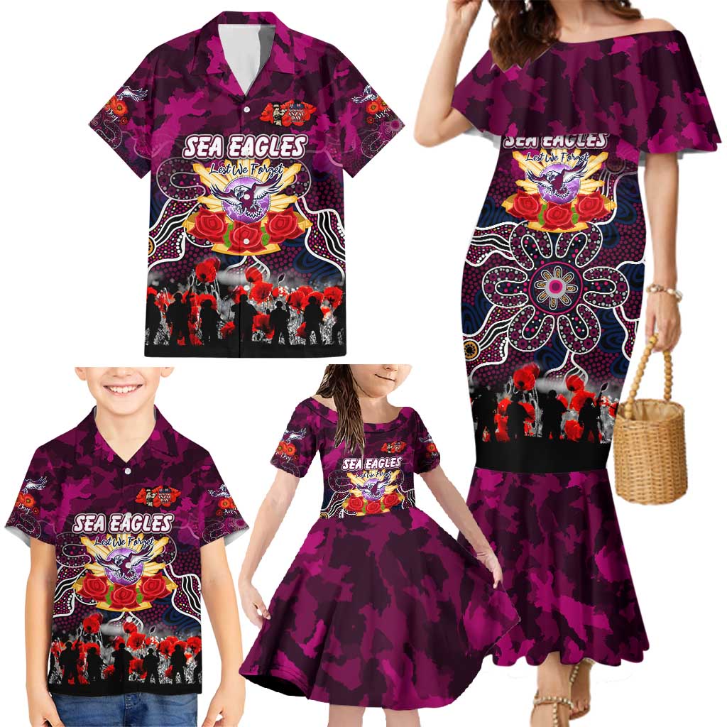 Personalized Sea Eagles ANZAC Day Family Matching Mermaid Dress and Hawaiian Shirt Australian Army - Lest We Forget