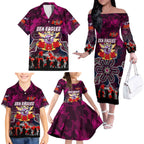 Personalized Sea Eagles ANZAC Day Family Matching Off The Shoulder Long Sleeve Dress and Hawaiian Shirt Australian Army - Lest We Forget