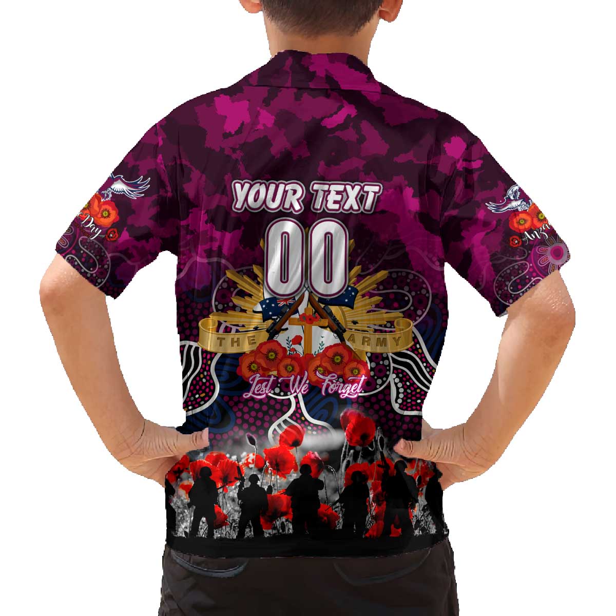Personalized Sea Eagles ANZAC Day Family Matching Off The Shoulder Long Sleeve Dress and Hawaiian Shirt Australian Army - Lest We Forget