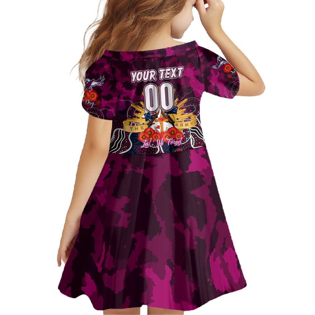 Personalized Sea Eagles ANZAC Day Family Matching Off The Shoulder Long Sleeve Dress and Hawaiian Shirt Australian Army - Lest We Forget