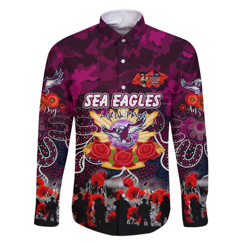 Personalized Sea Eagles ANZAC Day Family Matching Off The Shoulder Long Sleeve Dress and Hawaiian Shirt Australian Army - Lest We Forget