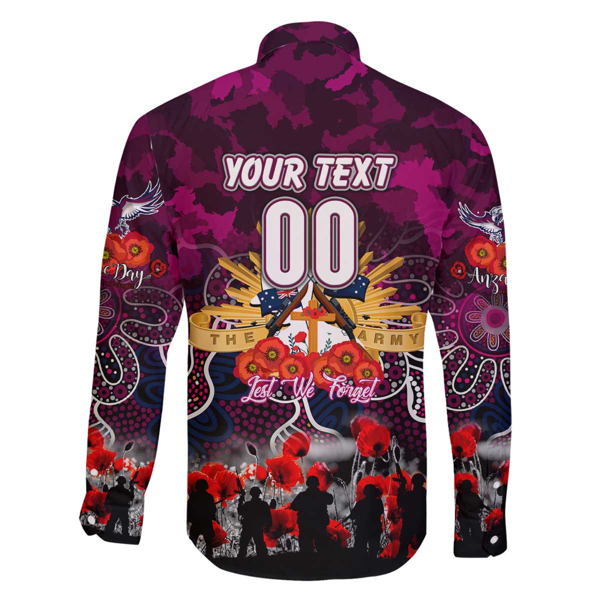 Personalized Sea Eagles ANZAC Day Family Matching Off The Shoulder Long Sleeve Dress and Hawaiian Shirt Australian Army - Lest We Forget