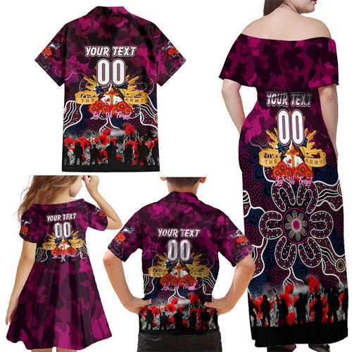 Personalized Sea Eagles ANZAC Day Family Matching Off Shoulder Maxi Dress and Hawaiian Shirt Australian Army - Lest We Forget