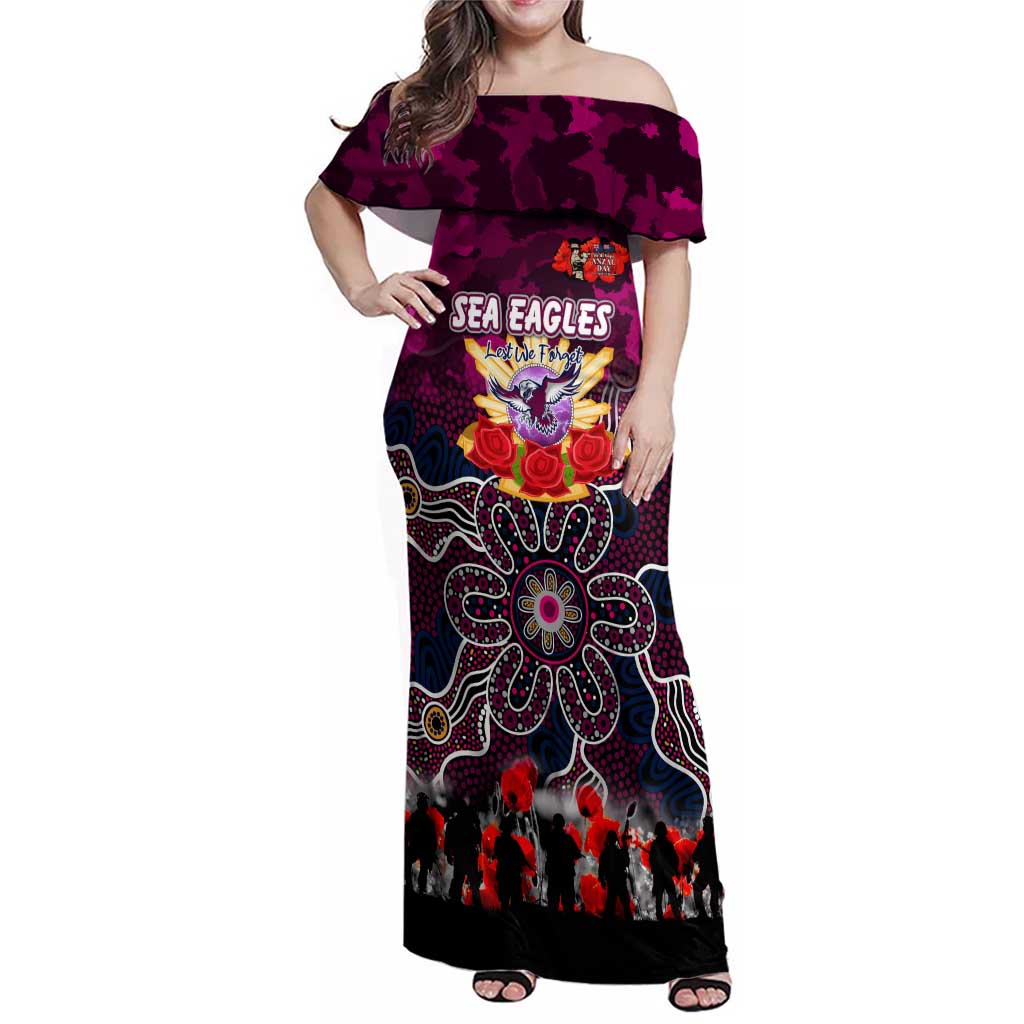 Personalized Sea Eagles ANZAC Day Family Matching Off Shoulder Maxi Dress and Hawaiian Shirt Australian Army - Lest We Forget