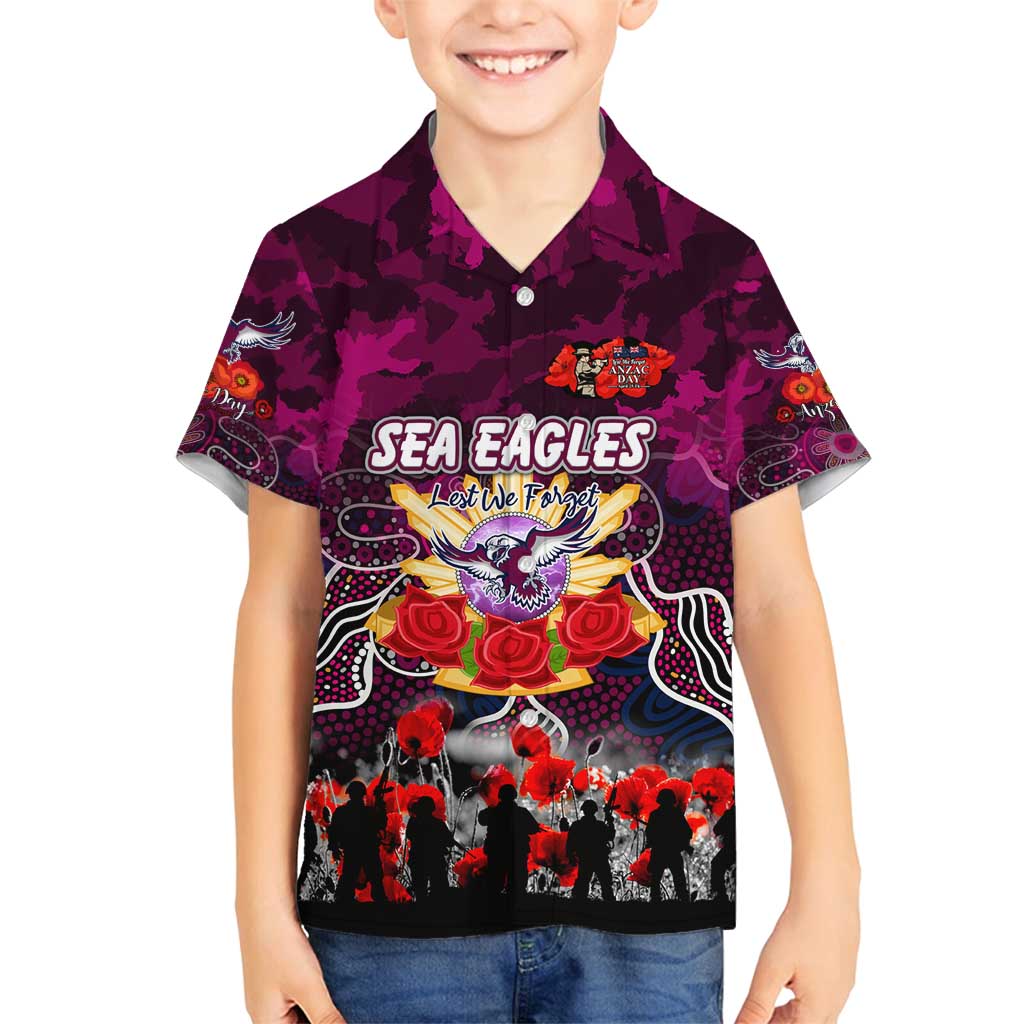 Personalized Sea Eagles ANZAC Day Family Matching Off Shoulder Maxi Dress and Hawaiian Shirt Australian Army - Lest We Forget