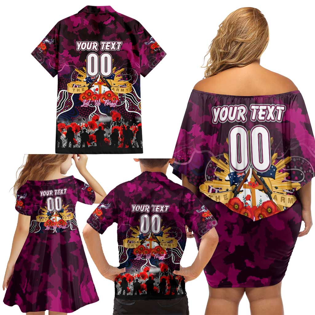 Personalized Sea Eagles ANZAC Day Family Matching Off Shoulder Short Dress and Hawaiian Shirt Australian Army - Lest We Forget