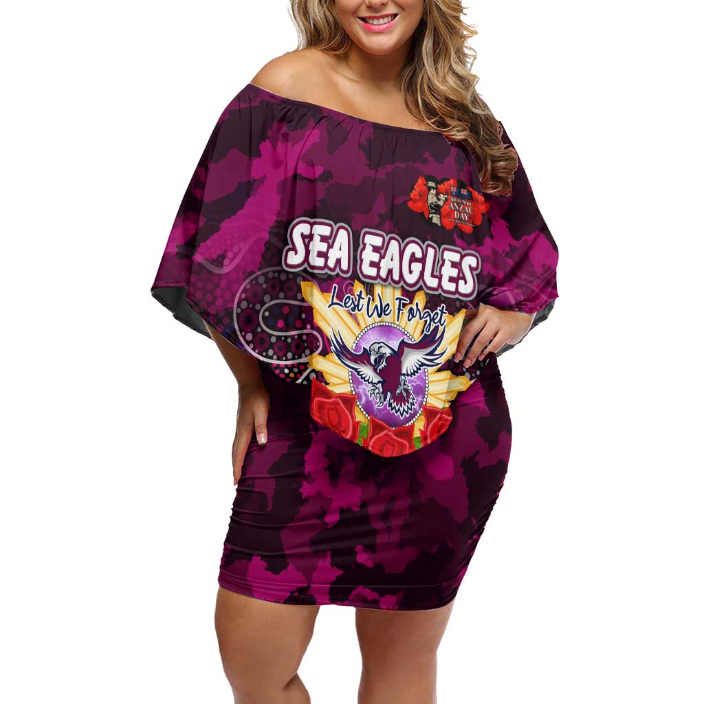 Personalized Sea Eagles ANZAC Day Family Matching Off Shoulder Short Dress and Hawaiian Shirt Australian Army - Lest We Forget