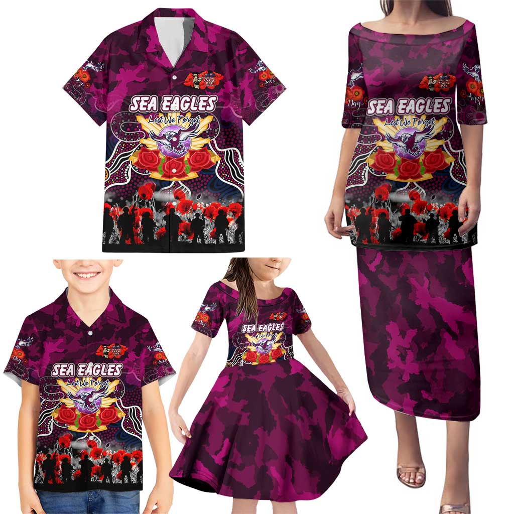 Personalized Sea Eagles ANZAC Day Family Matching Puletasi and Hawaiian Shirt Australian Army - Lest We Forget