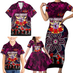 Personalized Sea Eagles ANZAC Day Family Matching Short Sleeve Bodycon Dress and Hawaiian Shirt Australian Army - Lest We Forget