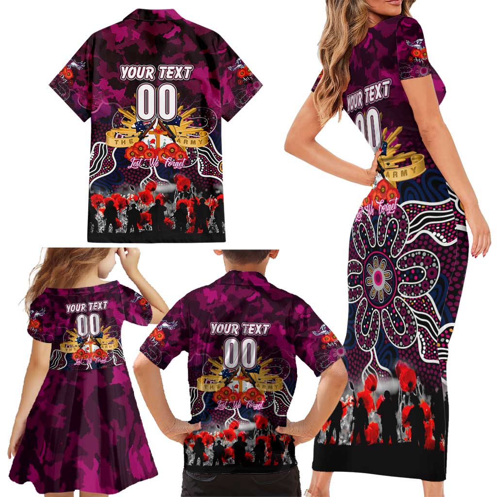 Personalized Sea Eagles ANZAC Day Family Matching Short Sleeve Bodycon Dress and Hawaiian Shirt Australian Army - Lest We Forget