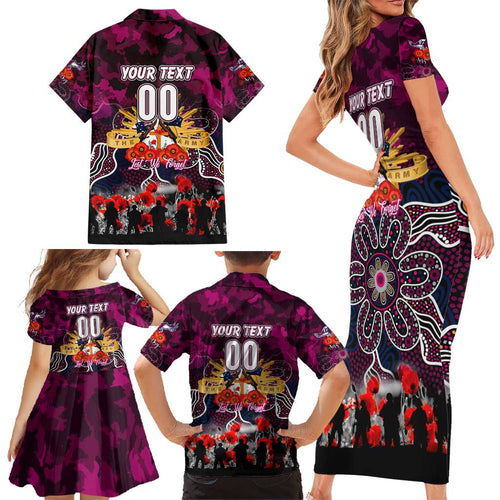 Personalized Sea Eagles ANZAC Day Family Matching Short Sleeve Bodycon Dress and Hawaiian Shirt Australian Army - Lest We Forget