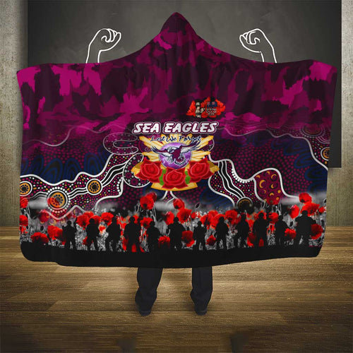 Sea Eagles ANZAC Day Hooded Blanket Australian Army - Lest We Forget