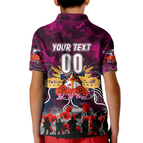 Personalized Sea Eagles ANZAC Day Kid Polo Shirt Australian Army - Lest We Forget