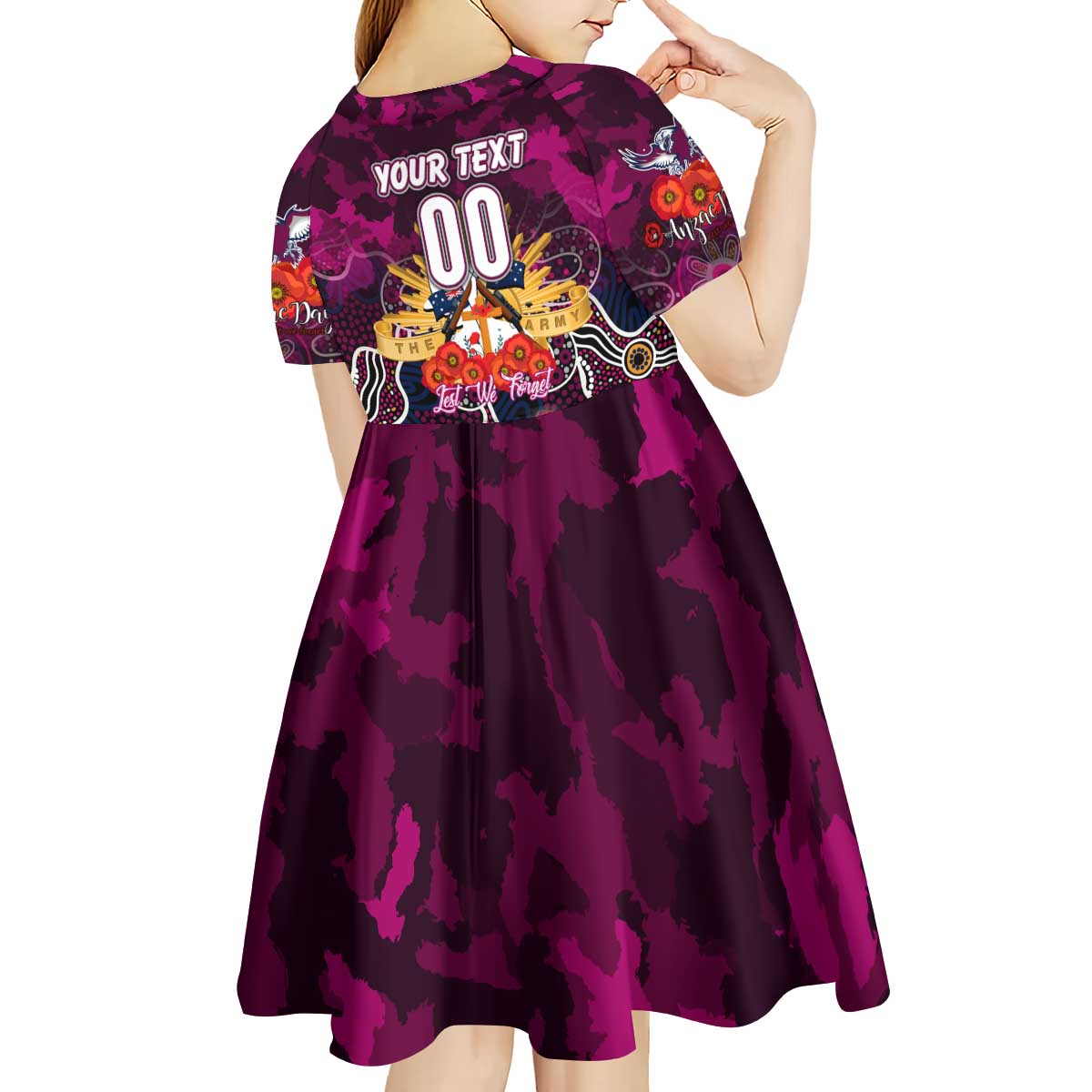 Personalized Sea Eagles ANZAC Day Kid Short Sleeve Dress Australian Army - Lest We Forget