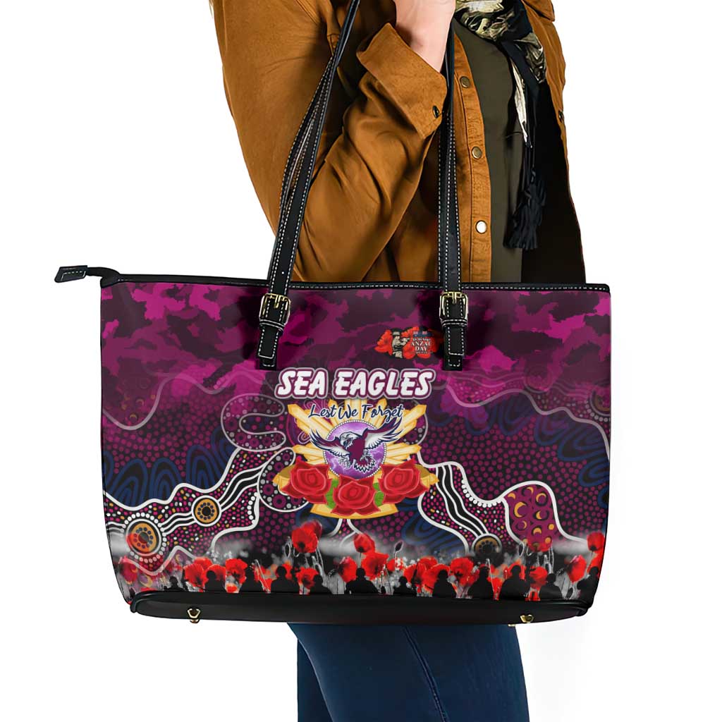 Sea Eagles ANZAC Day Leather Tote Bag Australian Army - Lest We Forget