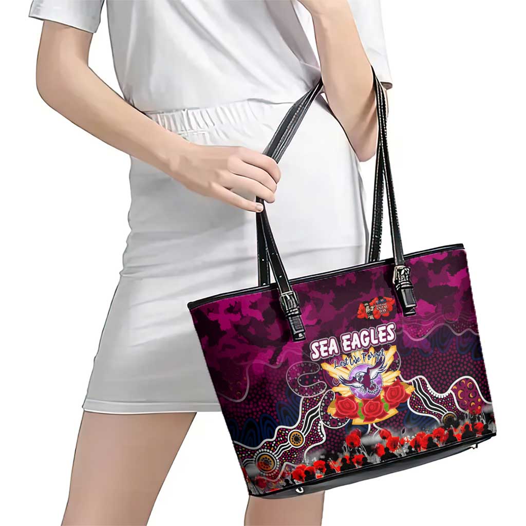 Sea Eagles ANZAC Day Leather Tote Bag Australian Army - Lest We Forget
