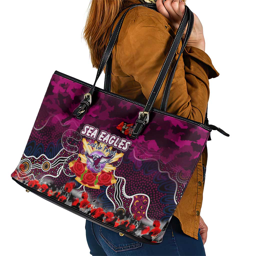 Sea Eagles ANZAC Day Leather Tote Bag Australian Army - Lest We Forget