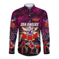 Personalized Sea Eagles ANZAC Day Long Sleeve Button Shirt Australian Army - Lest We Forget