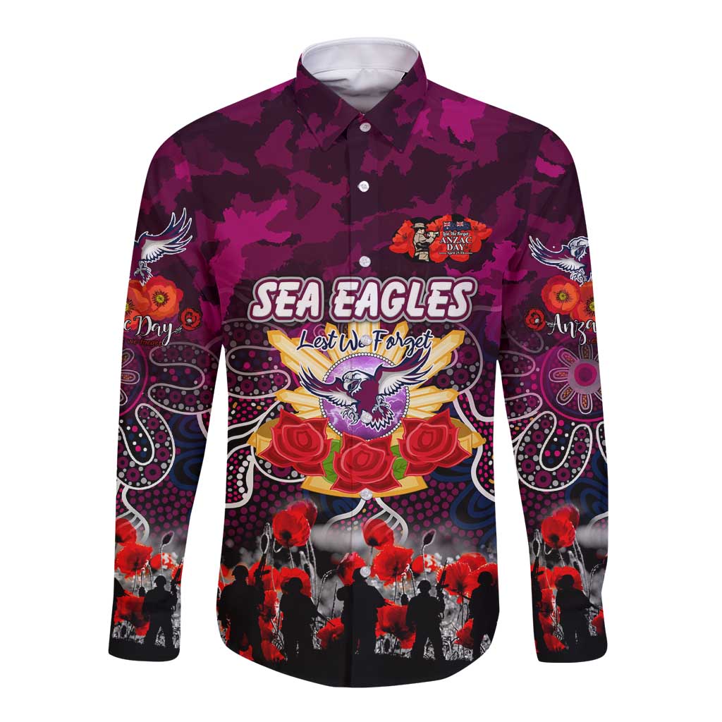 Personalized Sea Eagles ANZAC Day Long Sleeve Button Shirt Australian Army - Lest We Forget