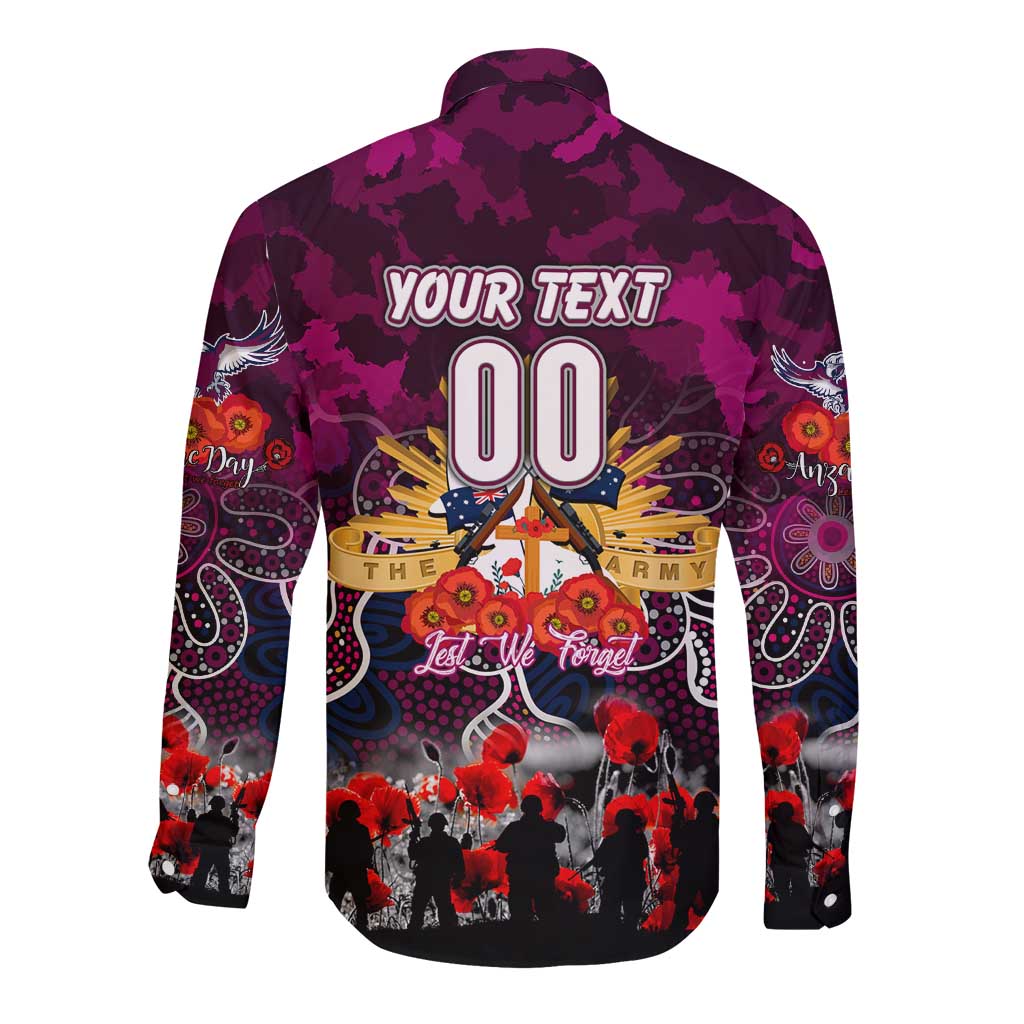 Personalized Sea Eagles ANZAC Day Long Sleeve Button Shirt Australian Army - Lest We Forget