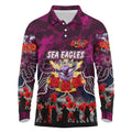 Personalized Sea Eagles ANZAC Day Long Sleeve Polo Shirt Australian Army - Lest We Forget