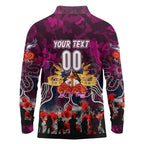 Personalized Sea Eagles ANZAC Day Long Sleeve Polo Shirt Australian Army - Lest We Forget